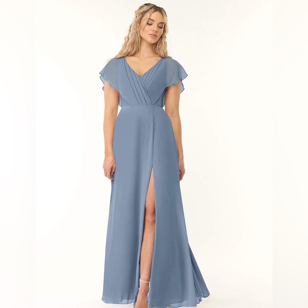 Azazie Rylee bridesmaid dress size 16 steel blue